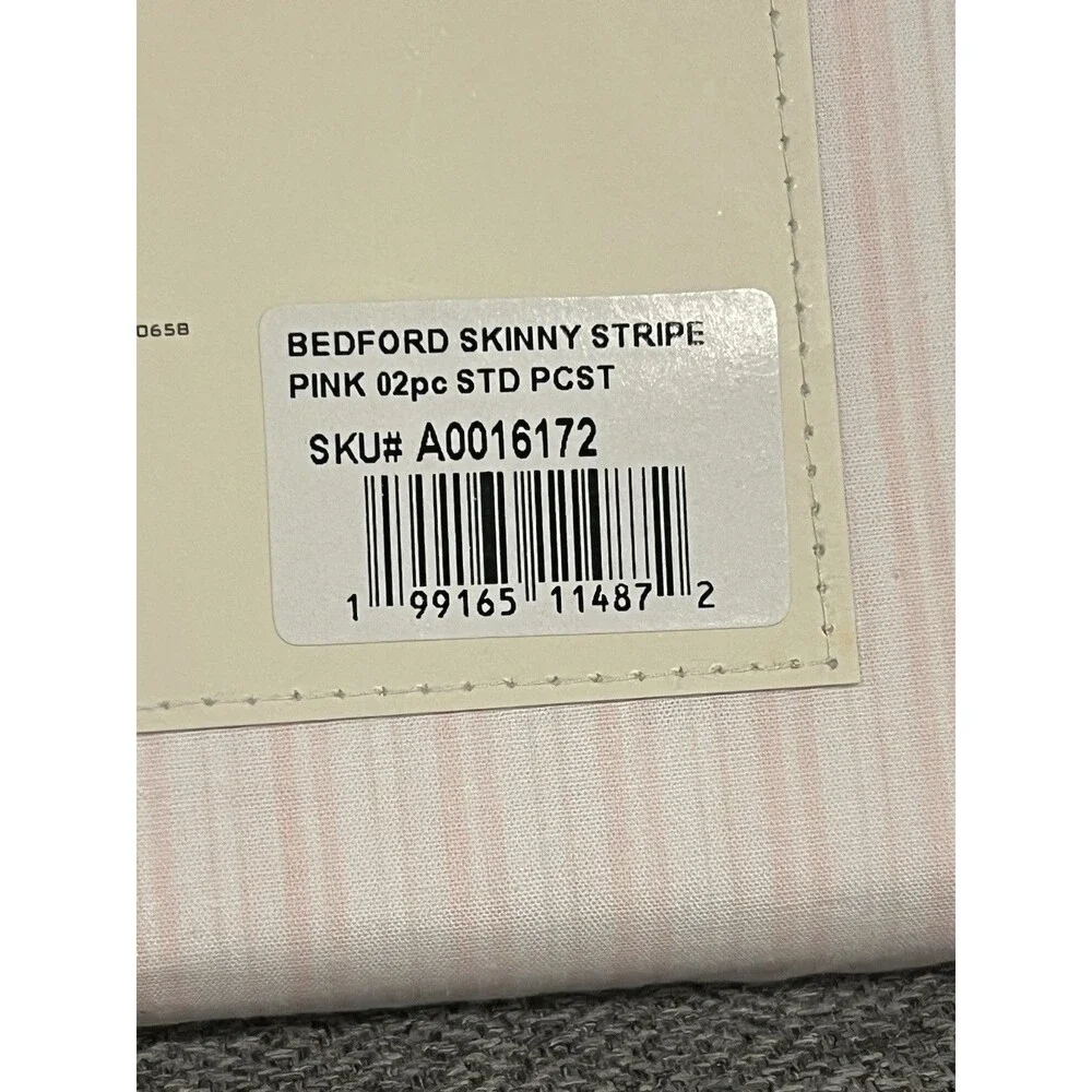 Laura Ashley Bedford Skinny Stripe Pink PILLOWCASE Pair Cotton Percale Standard